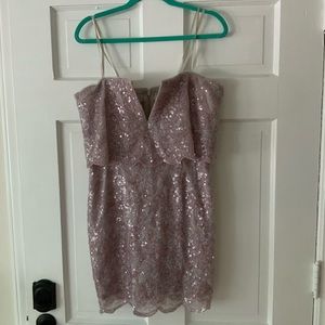 BCBG Pink Sequence Strapless Dress